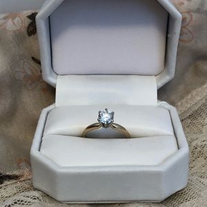 14KT Yellow & White Gold Solitaire Ring